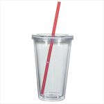 Clear Tumbler with Red Straw